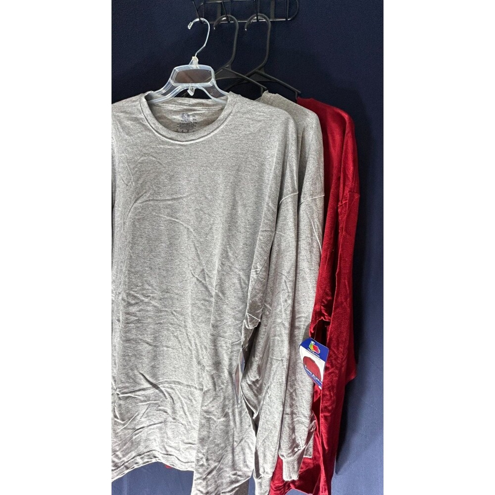 NWT Fruit of the Loom Long Sleeve Shirt Lot 3 Pack Mens 3XL Gray Burgundy Tees